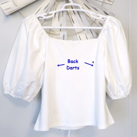 NWOT Boston Proper White Puff Sleeve Ponte Square Neck Knit Top Size Large - Picture 5 of 7